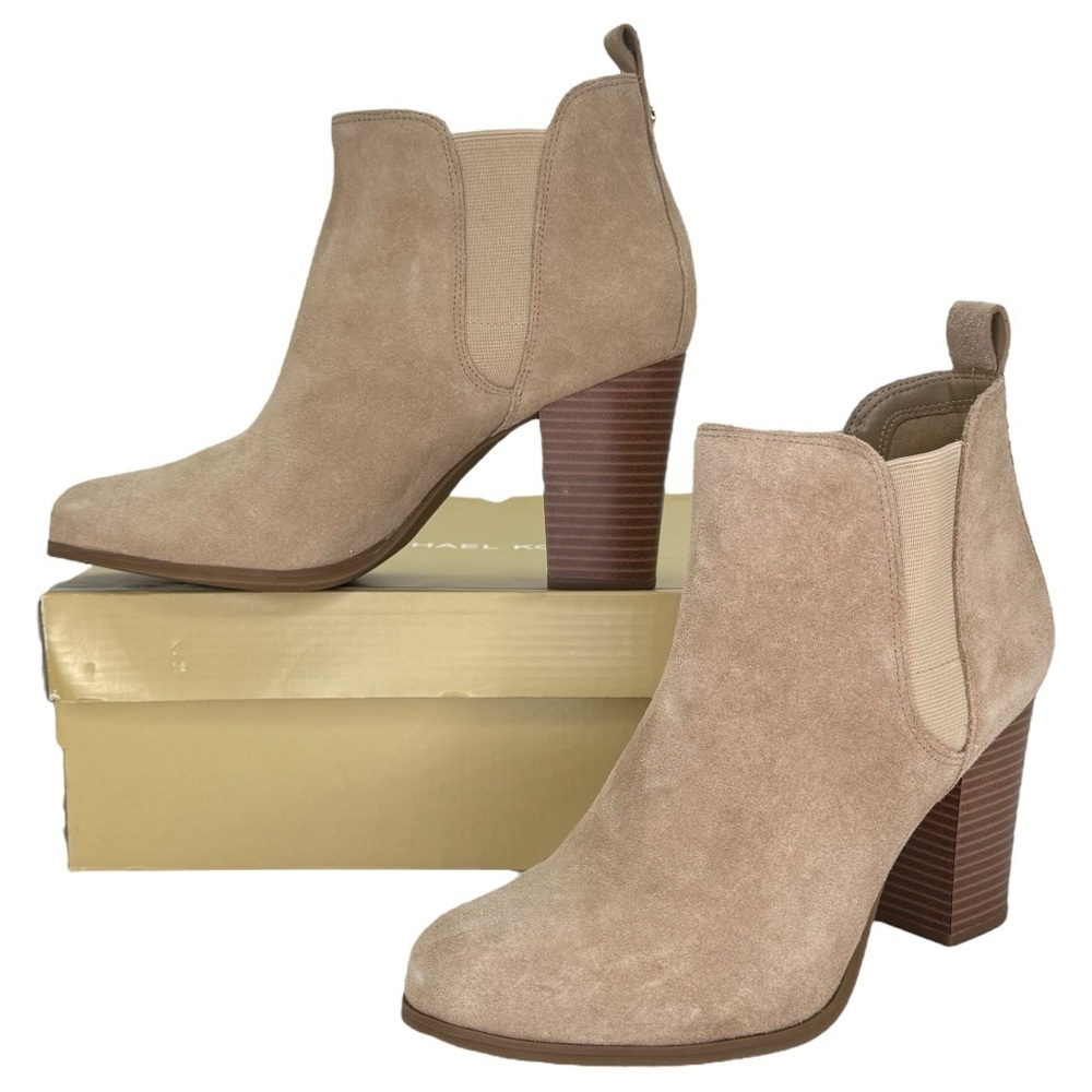 Michael Kors Evaline Tan Suede Leather Womens Ankle Boots Size 9.5M